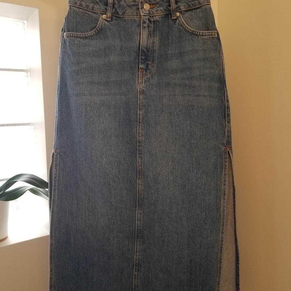 Topshop Denim Midi Skirt